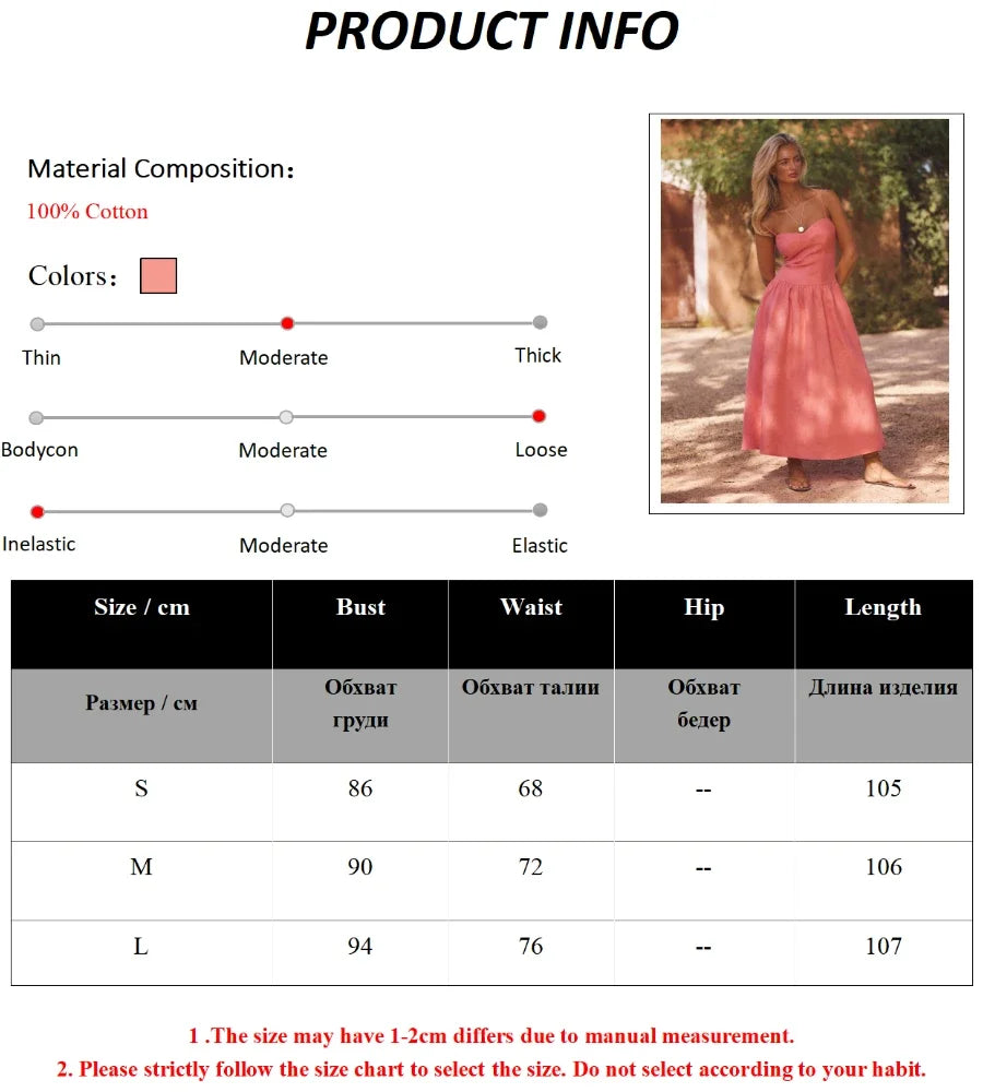 Elegant Backless Cotton Camisole Maxi Dress For Women