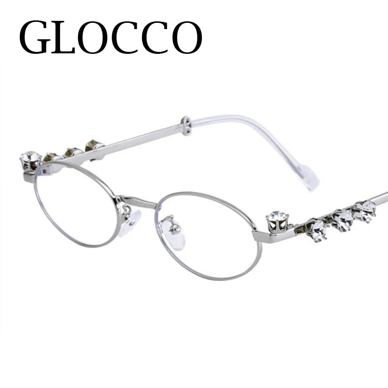 Oval Rhinestone Blue Light Reading Glasses for Women