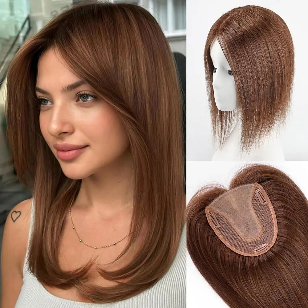 Straight Blonde Highlight Remy Human Hair Topper For Women