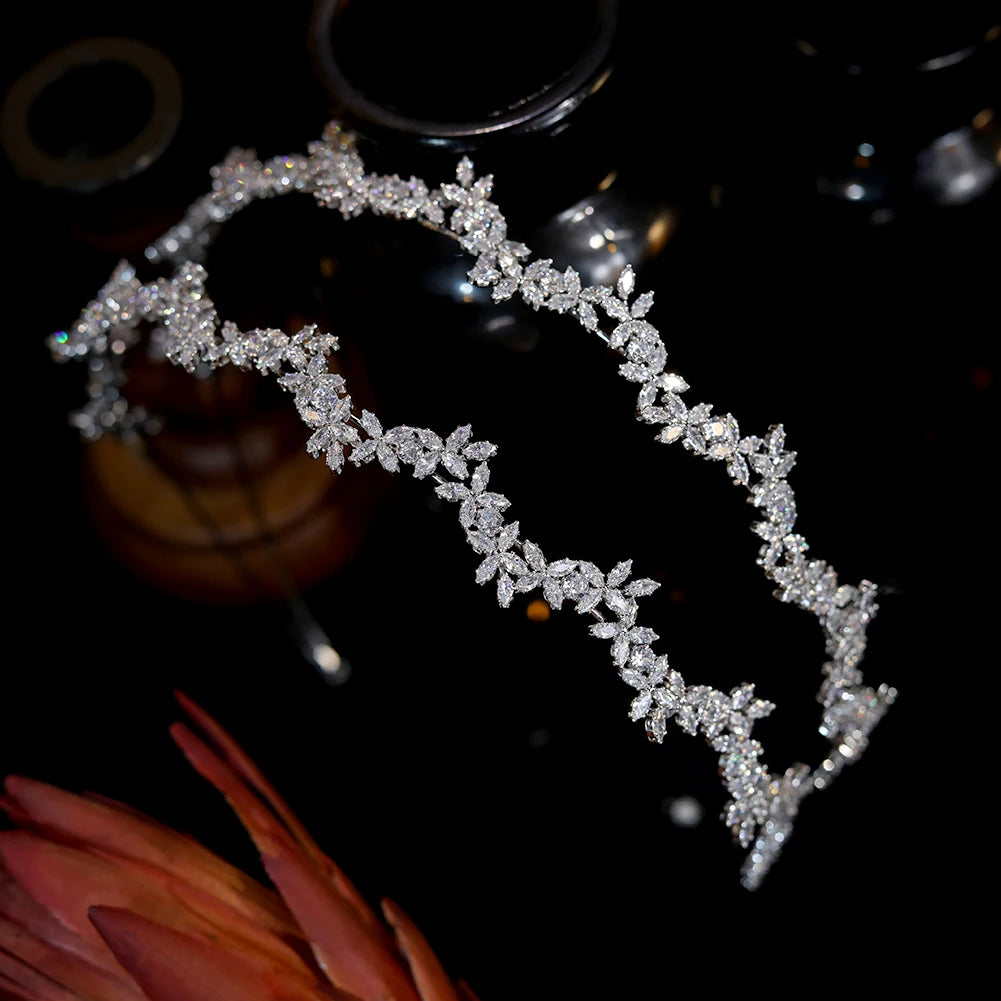 Dazzling Rose Gold Bridal Crown Headpiece For Women