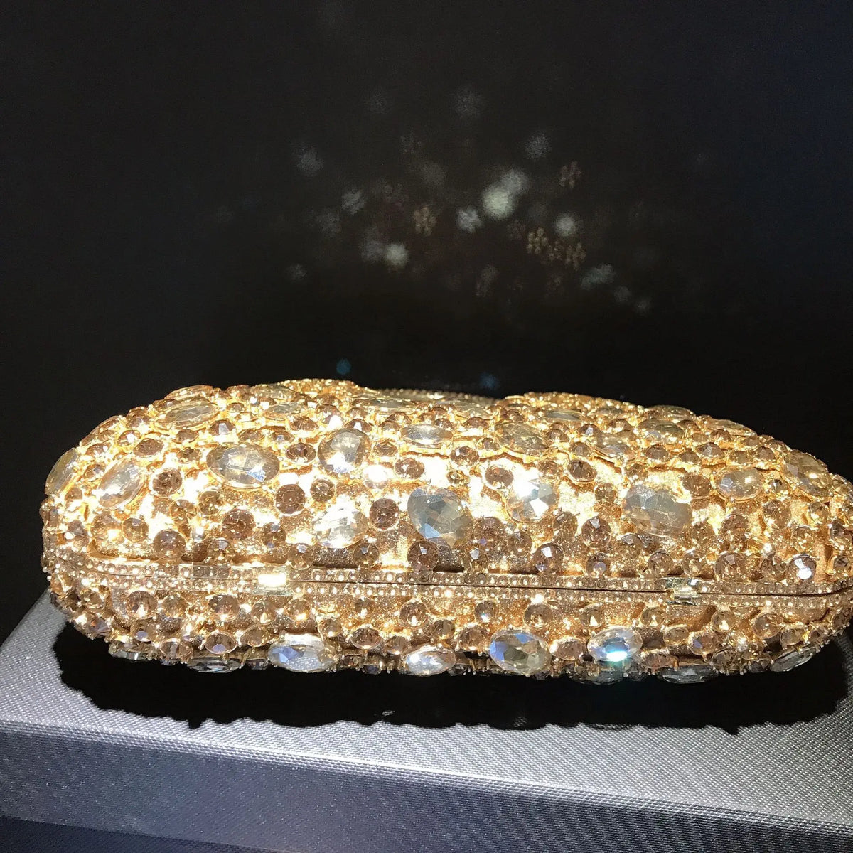 Rhinestone Hollow Metal Evening Clutch Purse for Women