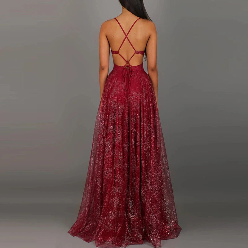 Elegant High Waist Pleated Split Maxi Dress for Women