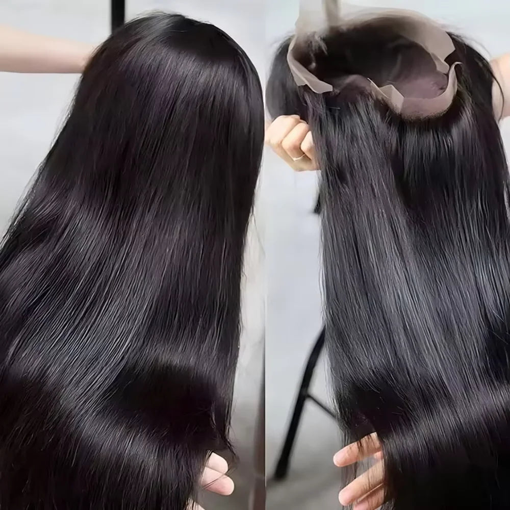 Long Straight Transparent Lace Front Human Hair Wig For Women