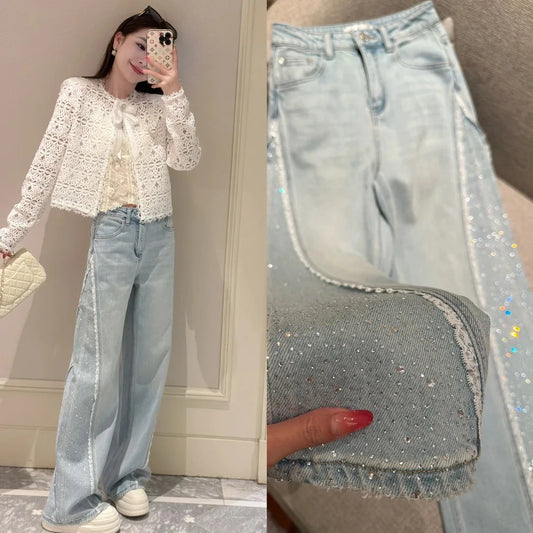 High Waist Embellished Denim Jeans
