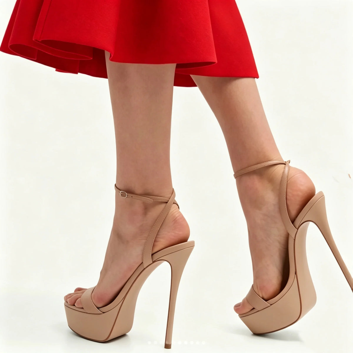 Metallic Rose Gold Platform Stiletto Sandals for Women