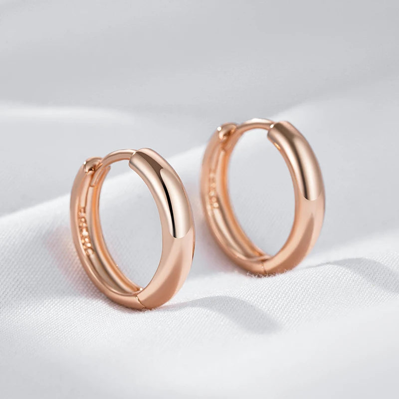Rose Gold Geometric Hoop Drop Earrings