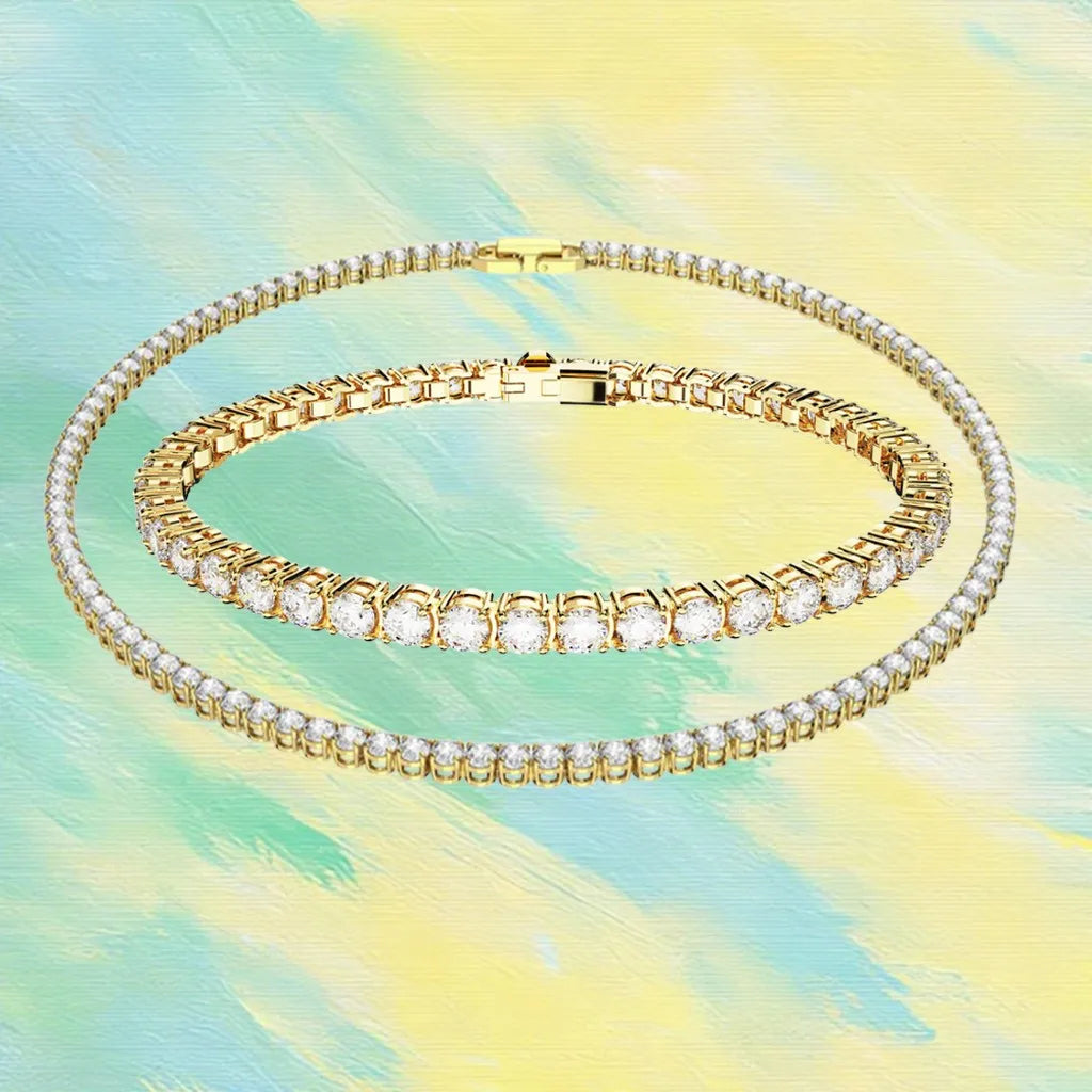 Gold Plated Sparkling Zirconia Jewelry Set for Women