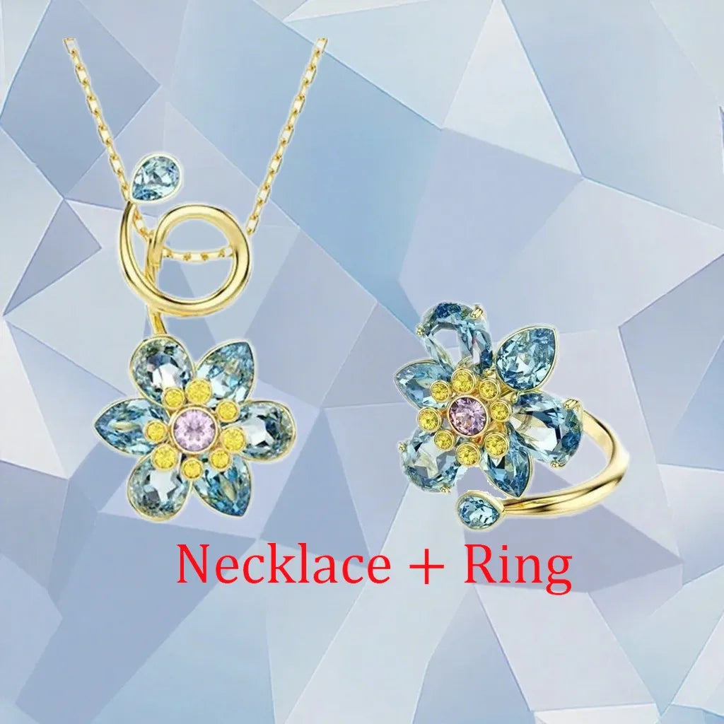 Gold Plated Zirconia Crystal Pendant Set for Women