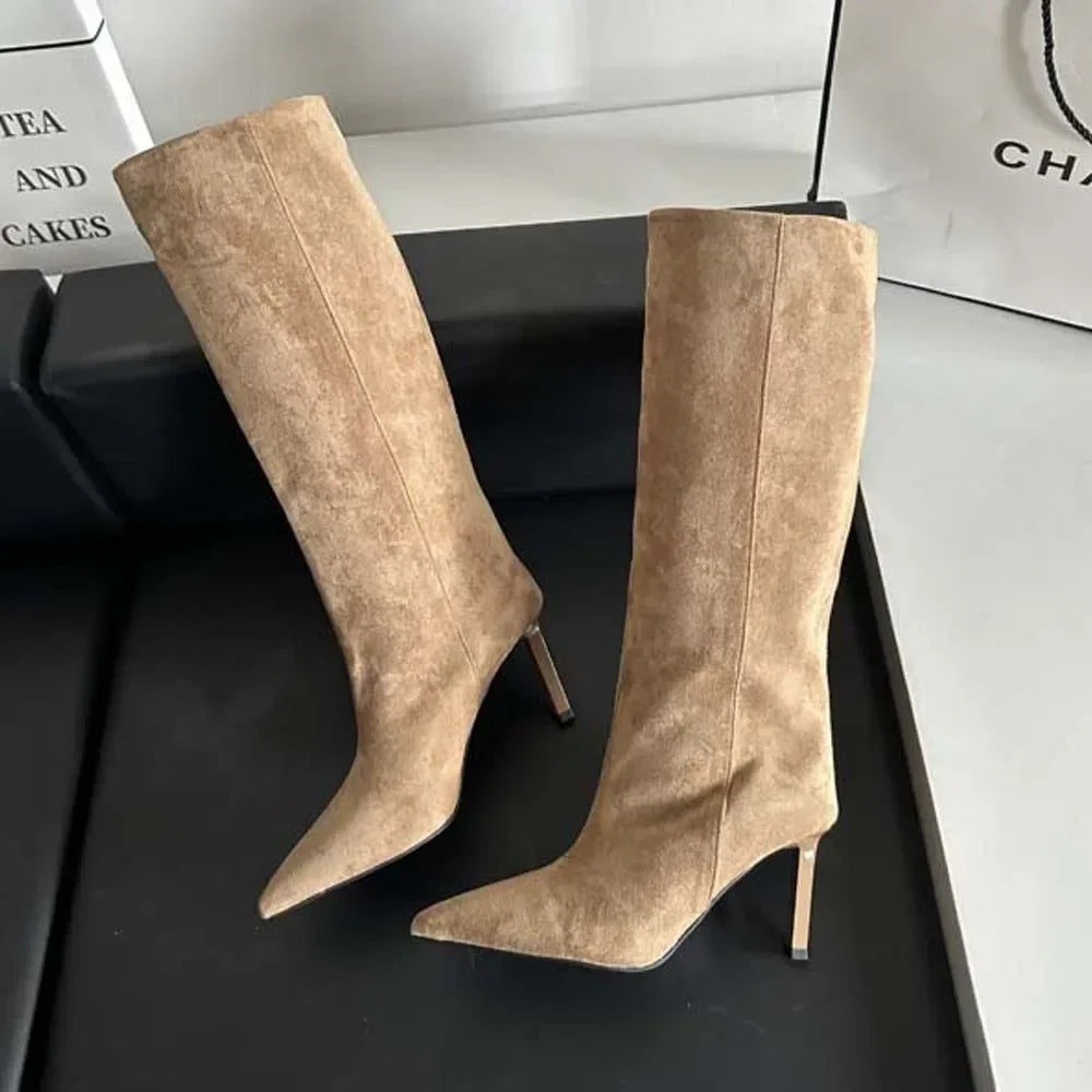 Pointed Toe Knee High Sock Boots