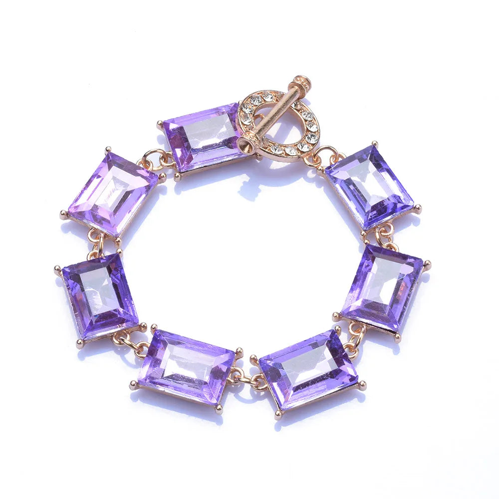 Multicolor Square Crystal Charm Bracelet for Women
