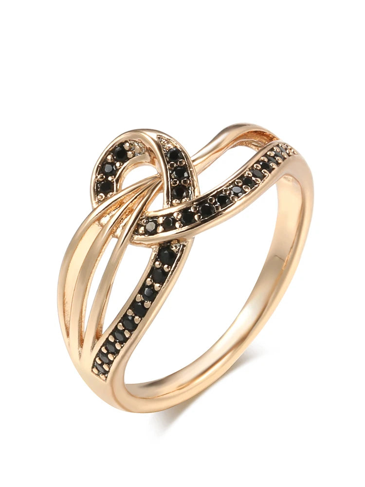 Rose Gold Black Zircon Cross Ring