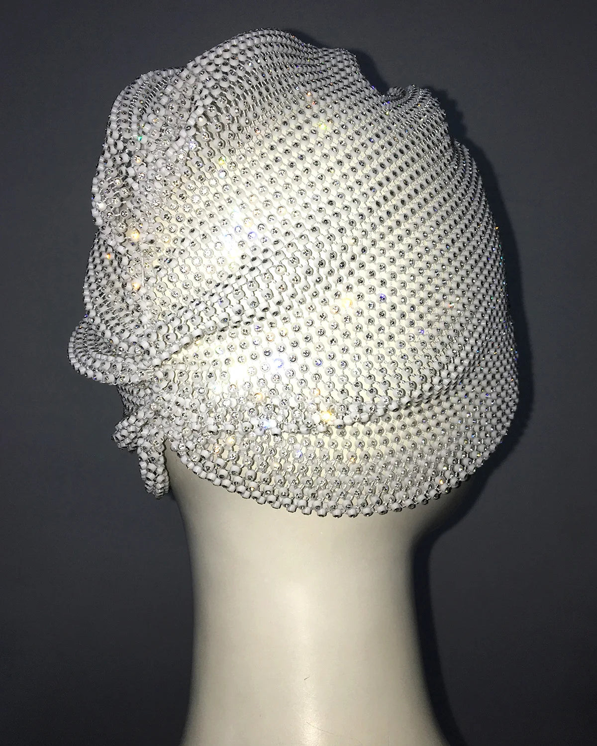 Sparkly Rhinestone Fishnet Turban Head Wrap for Women