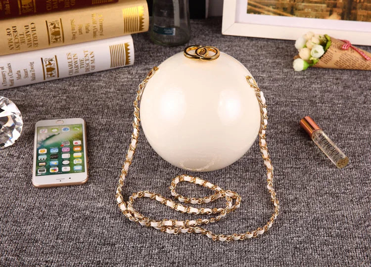 Pearl Embellished Round Acrylic Clutch Bag for Women