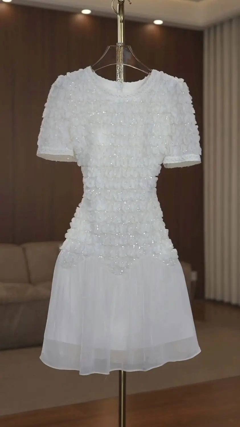White French Inspired Light Luxury Short Sleeve Dress for Women