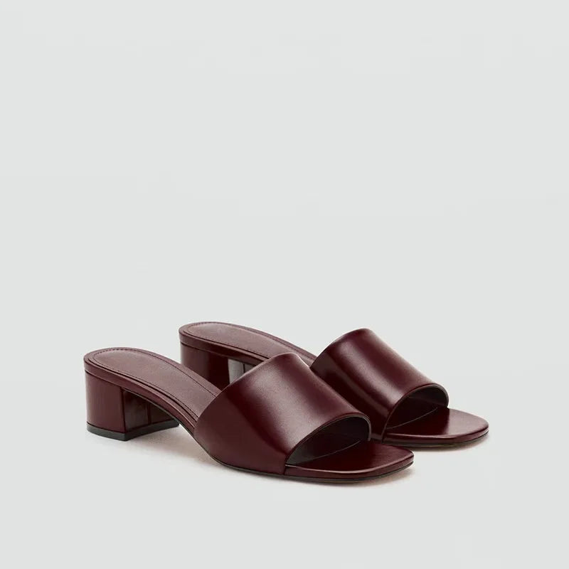 Premium Soft Leather Comfort Flat Slides for Women