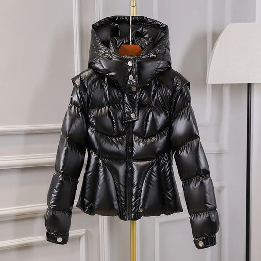 Glossy Hooded Down Jacket