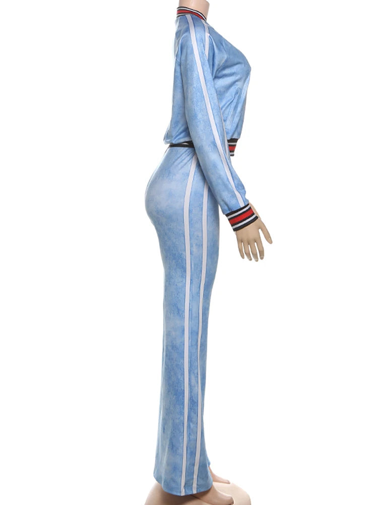 Panelled Stripe Zip Up Coat Tracksuit