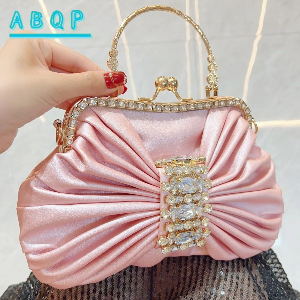 New Dinner Women's Bag Luxury Brand Fashion Handmade Diamond Women's Handbag Shiny Banquet Mini Shoulder Bag High Quality
