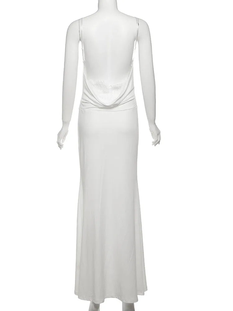 Silky Patchwork Backless Body Shaping Maxi Dress for Women