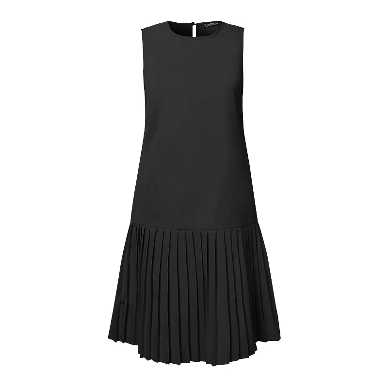 ZANZEA Summer Women Sleeveless Mini Dress 2024 Elegant Party Tank Vestidos Ladies Casual Solid Color Pleated Short Sundress