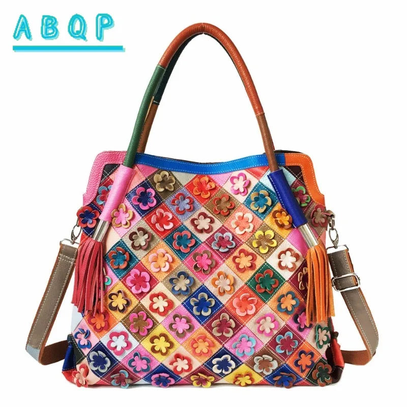ABQP New Women's Handbag Luxury Brand Genuine Leather Hand-stitched Women's Shoulder Crossbody Bag Fashionable Women's Bag