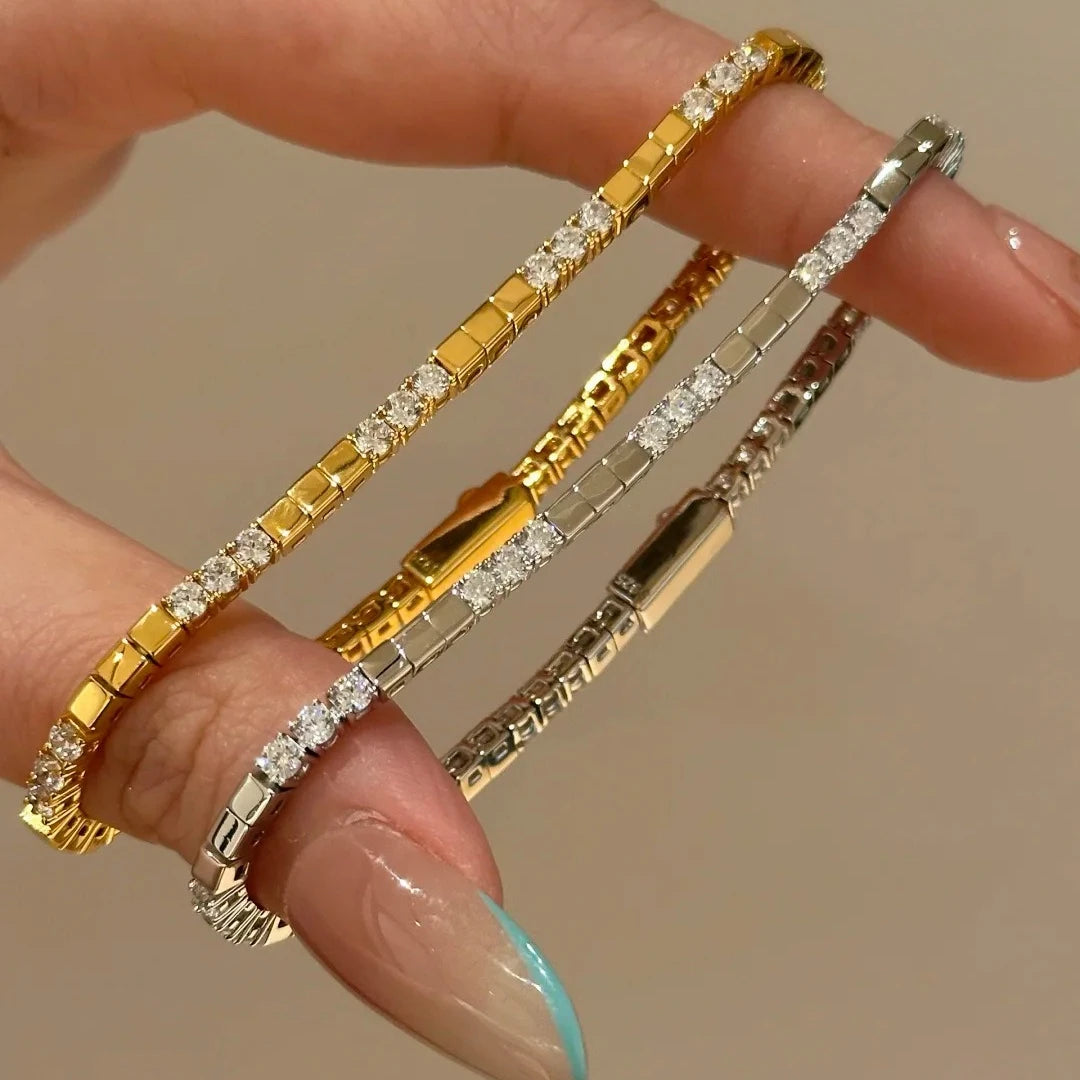 Geometric Cubic Zirconia Tennis Bracelet for Women