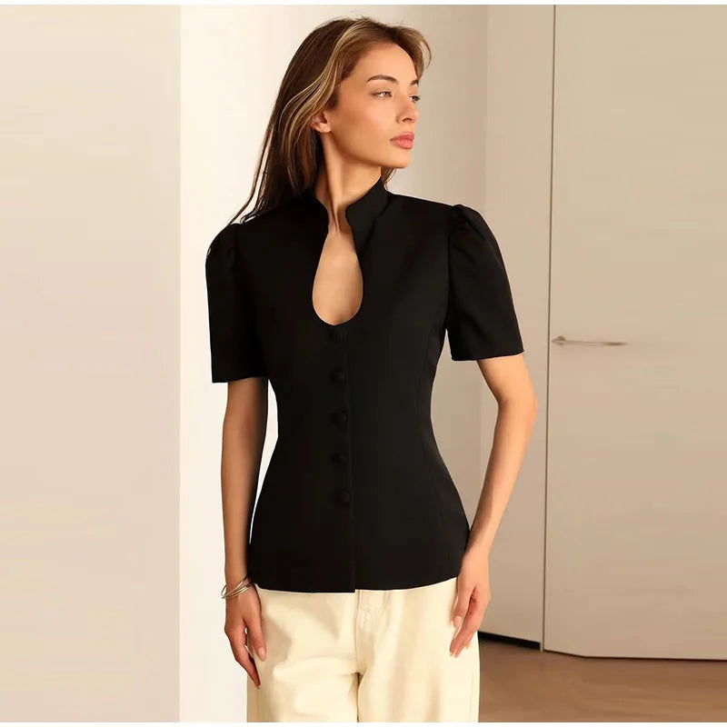 Mermaid Hem Long Sleeve Single Breasted Blazer for Women
