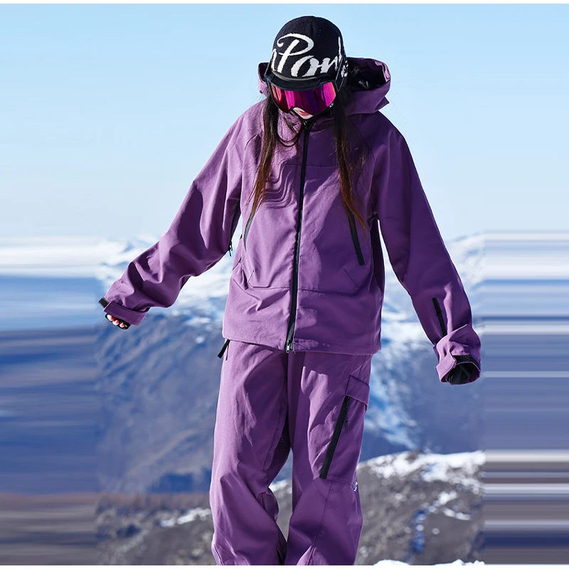 Waterproof Fleece-Lined Hooded Windbreaker Set for Women