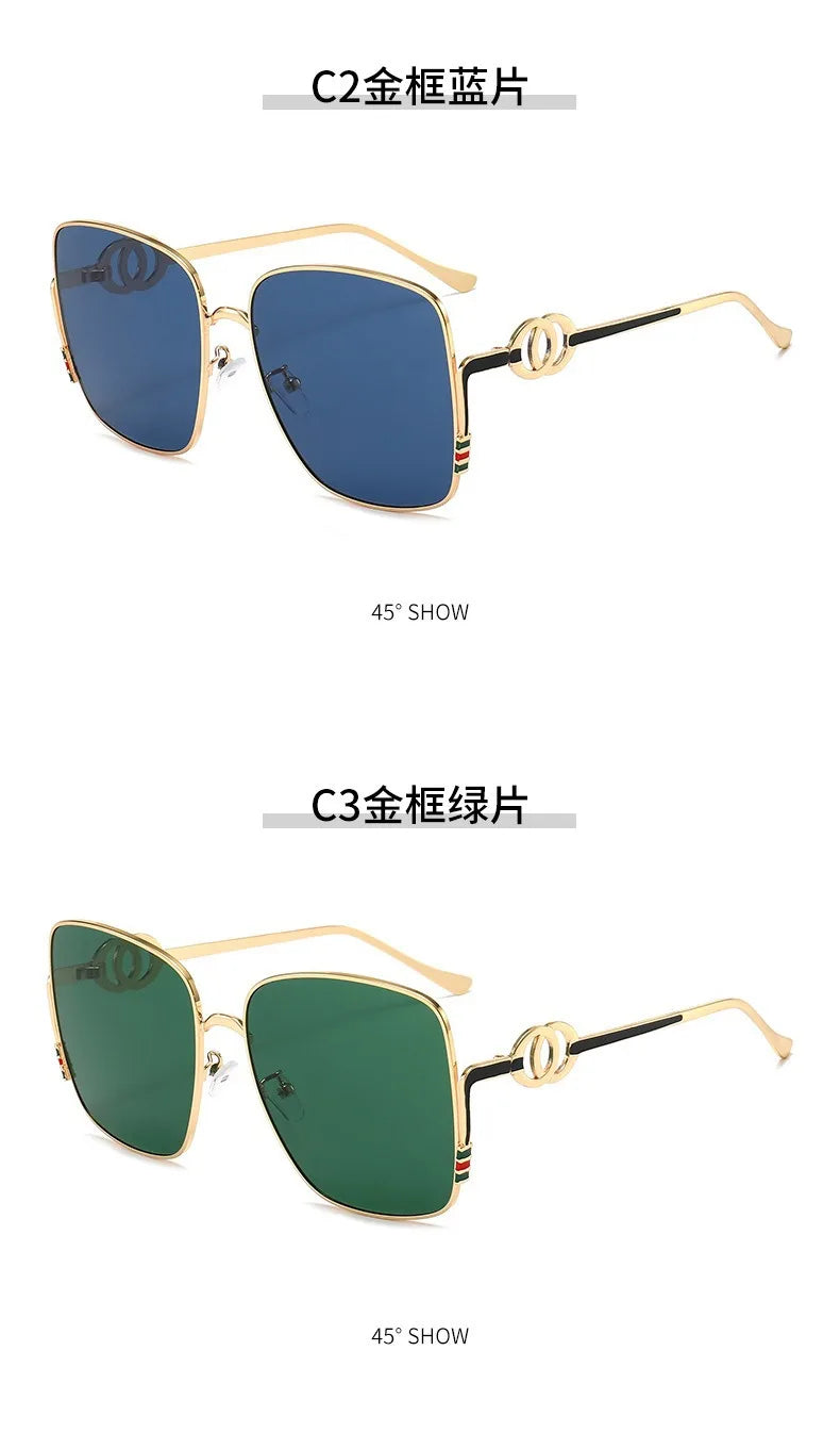 Square Frame Metal Sunglasses