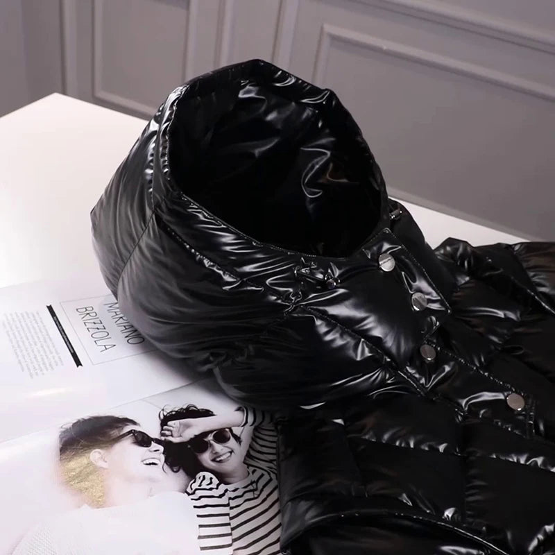 Glossy Hooded Down Jacket