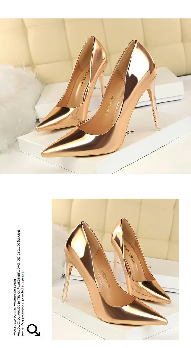 Classic Patent Leather Stiletto High Heel Pumps for Women