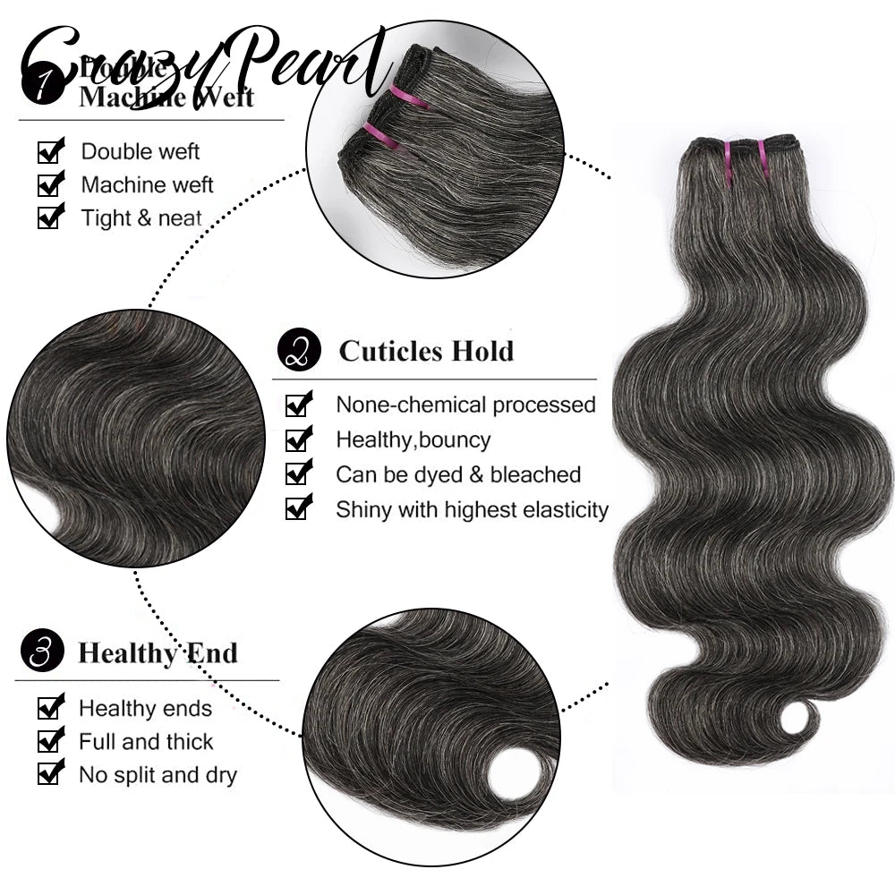 Salt And Pepper Body Wave Human Hair Bundles for Women