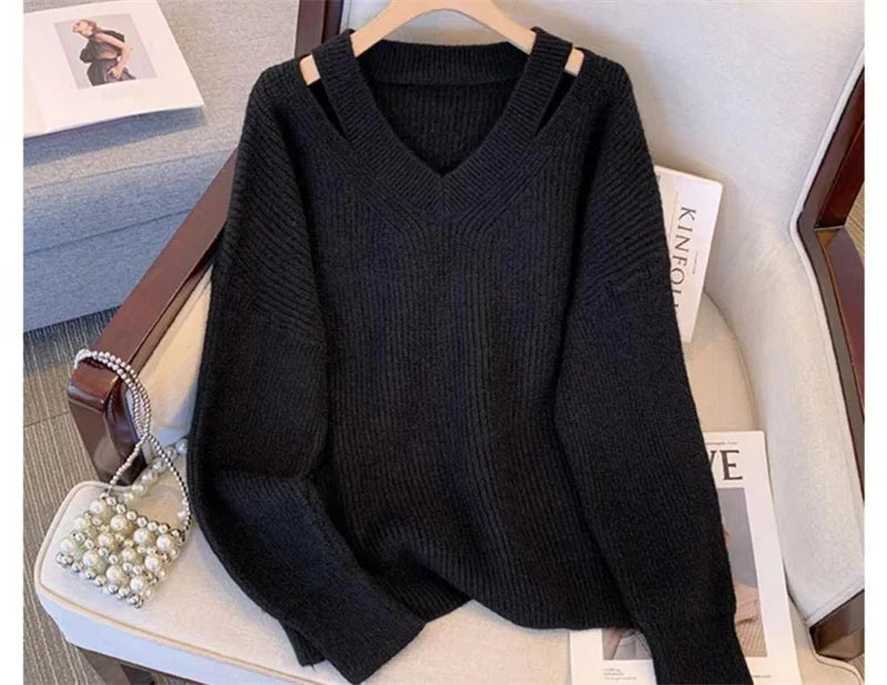 Soft V-Neck Knit Sweater