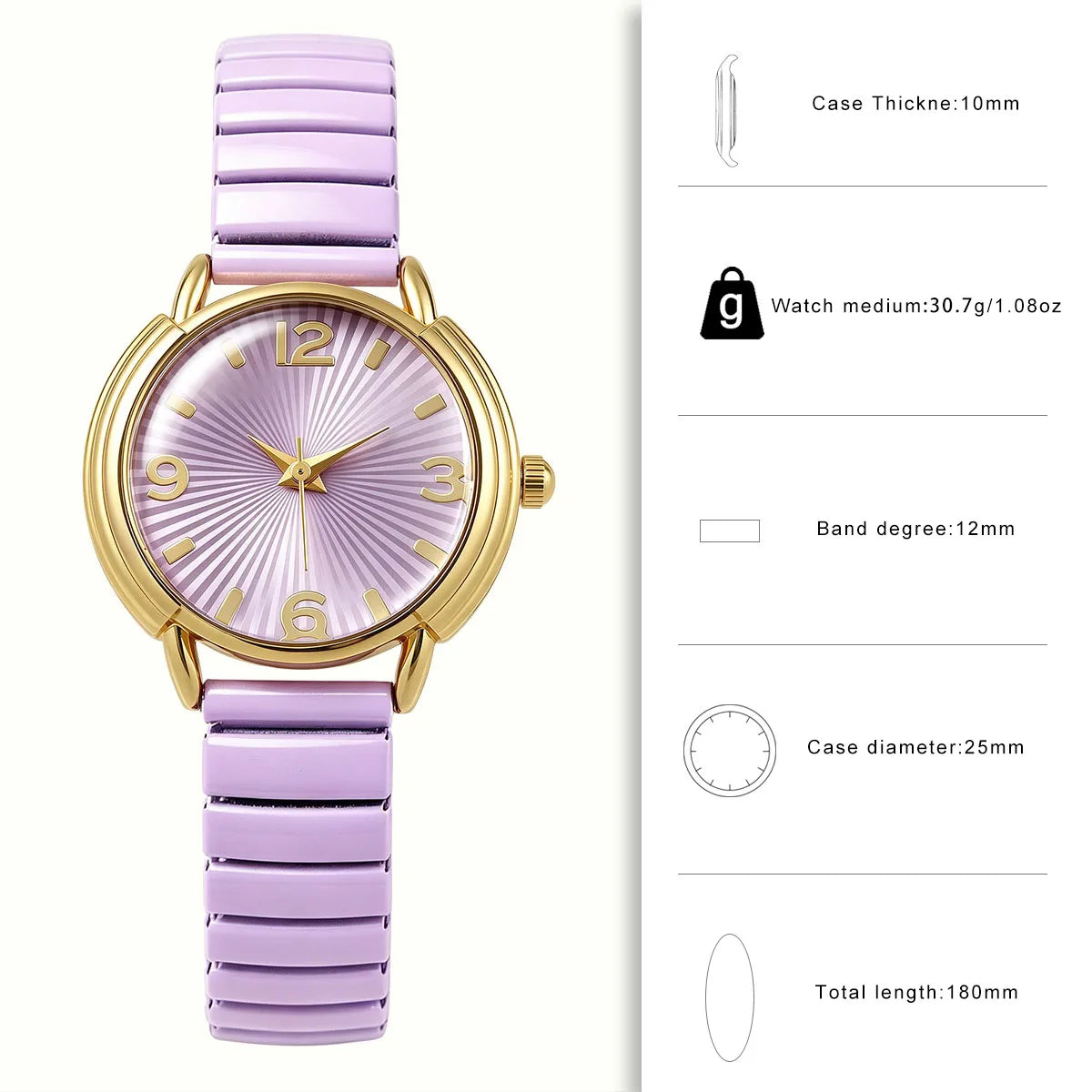 Elegant Round Dial Elastic Strap Quartz Watch for Women