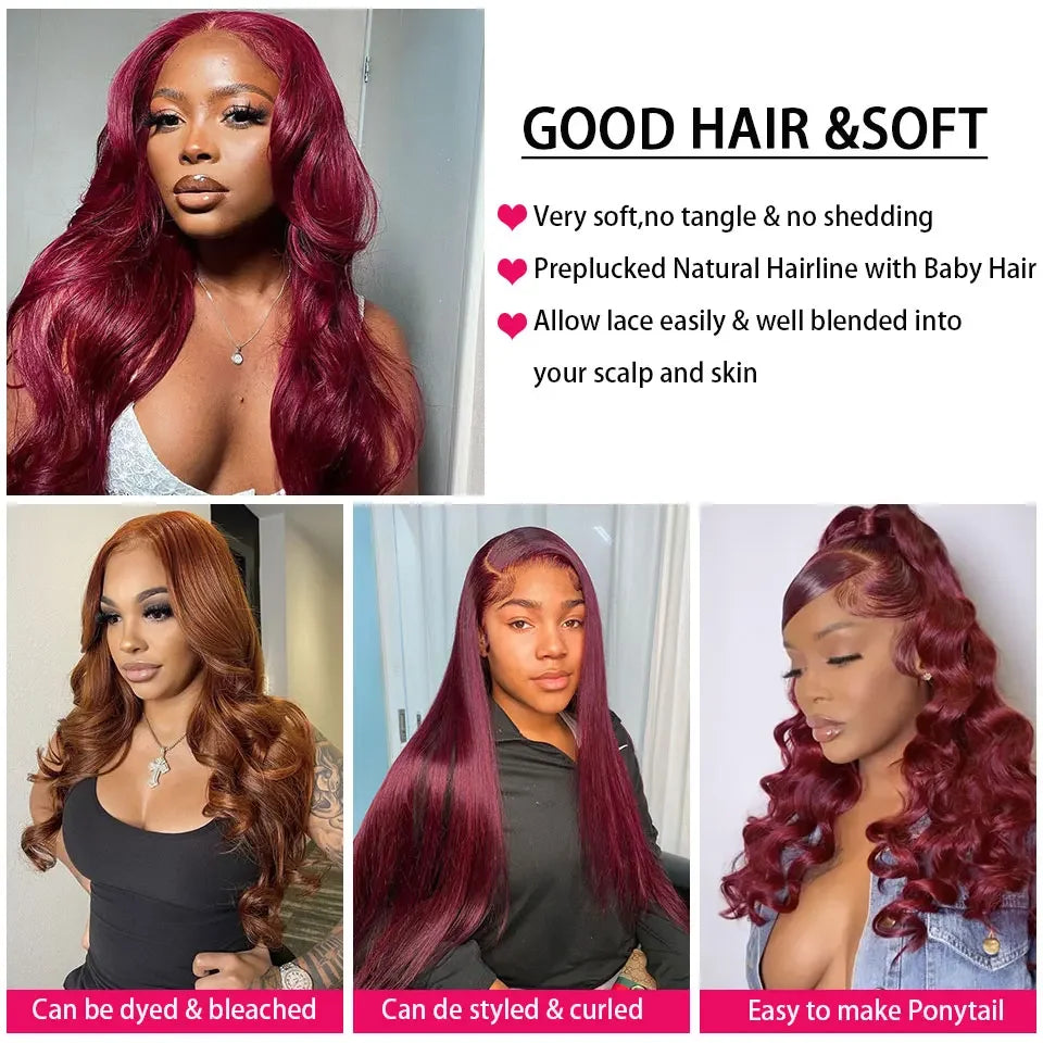 Burgundy Remy Body Wave Human Hair Bundles for Women