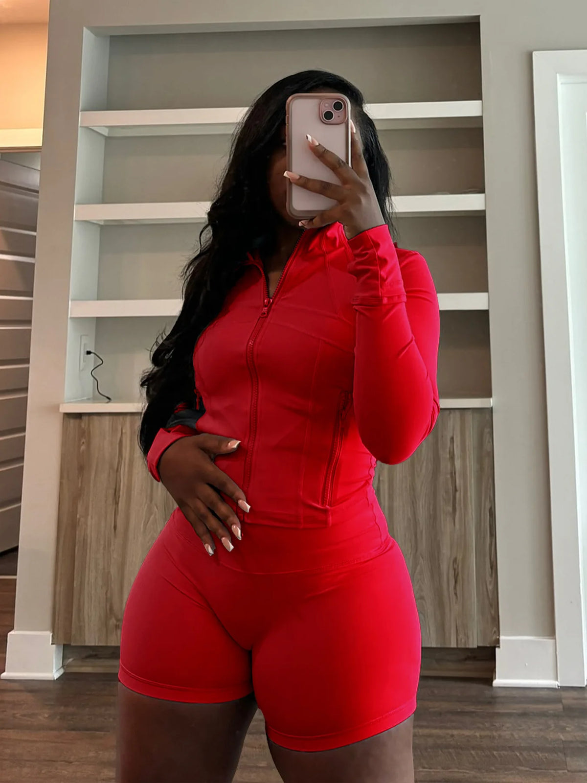 Slim Fit Sporty Two Piece Shorts Matching Set for Women