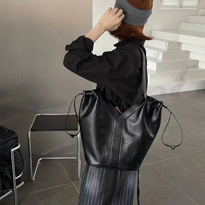 Y-shaped Women Handbag Versatile Simple Large-capacity Texture Tote Bag New Large-capacity Shoulder Bag Storage Bag Underarm Bag