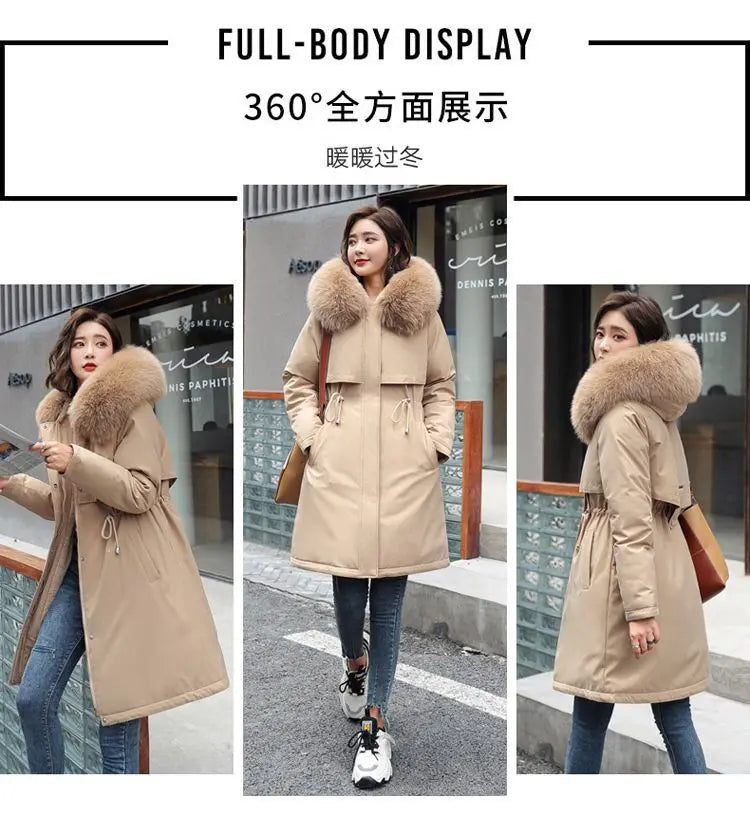 2025 New Parkas Women's Long Coat Winter Jacket Overcoming Plush Cotton Jacket