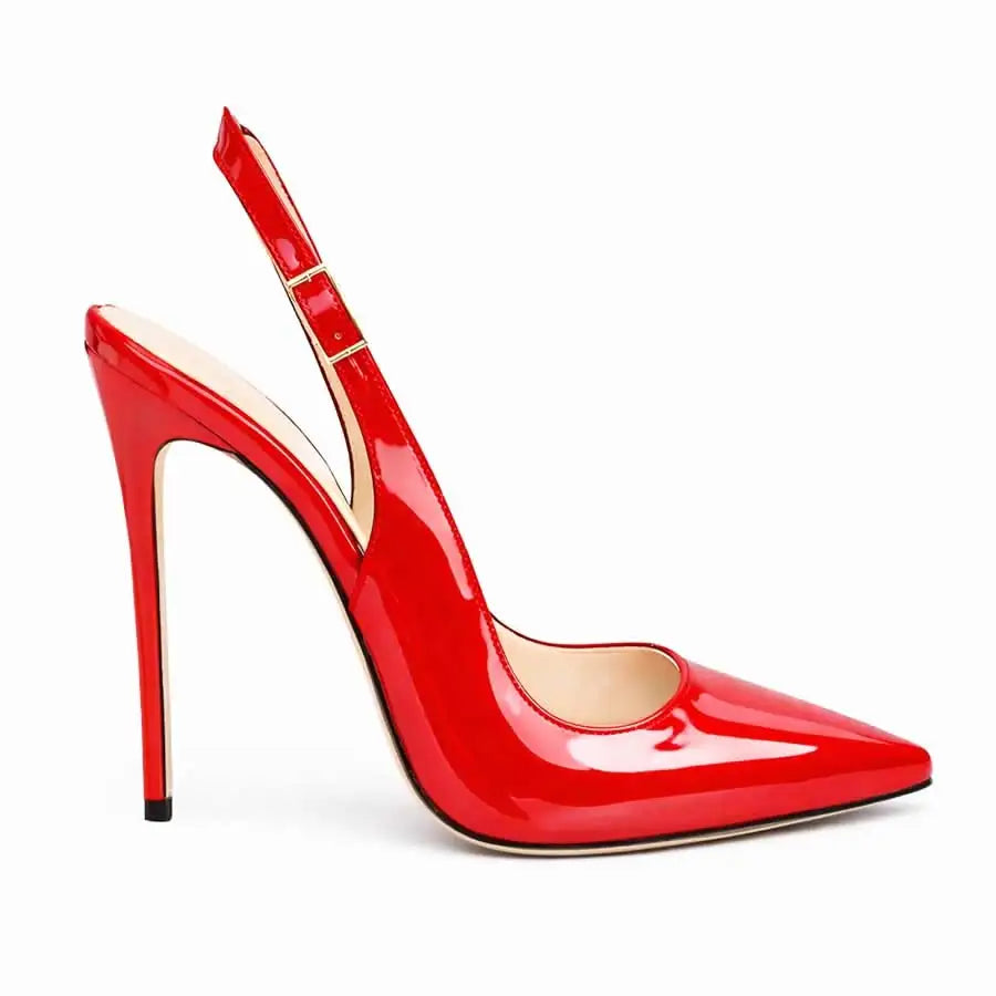 Colorful Patent Leather Slingback Pointed Toe High Heel Pumps for Women
