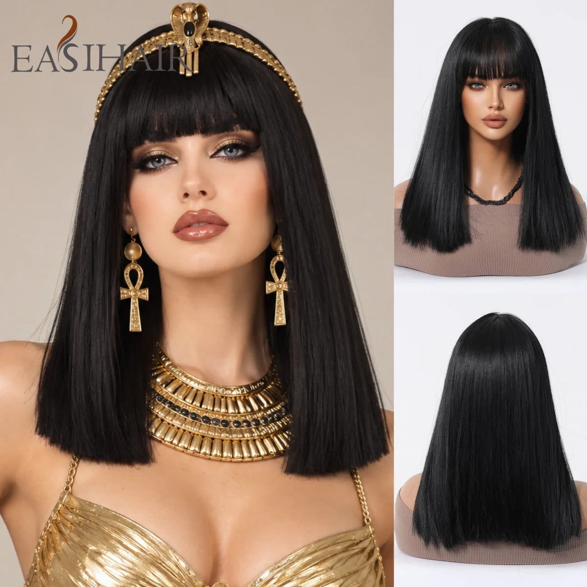Cleopatra Style Short Bob Wig With Bangs for Women