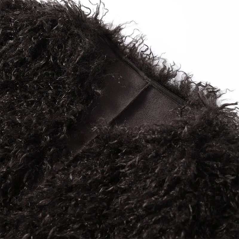 Vintage Women's Fur Coat Elegant Open Collar Thicken Full Sleeve Jacket With Furs Female 2025 New Autumn Winter Woman Clothes