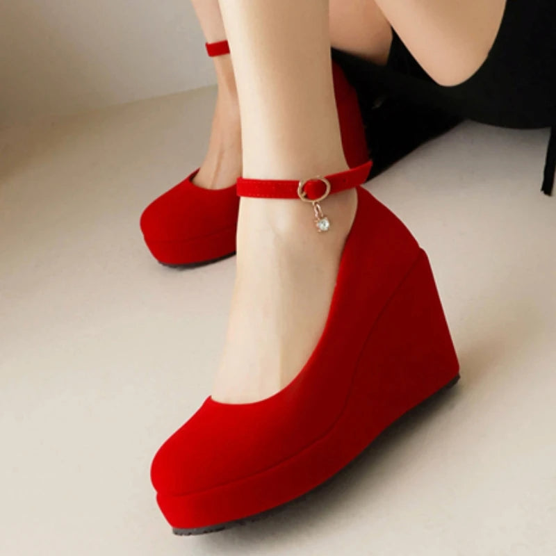 Buckle Strap Platform Wedge Heels