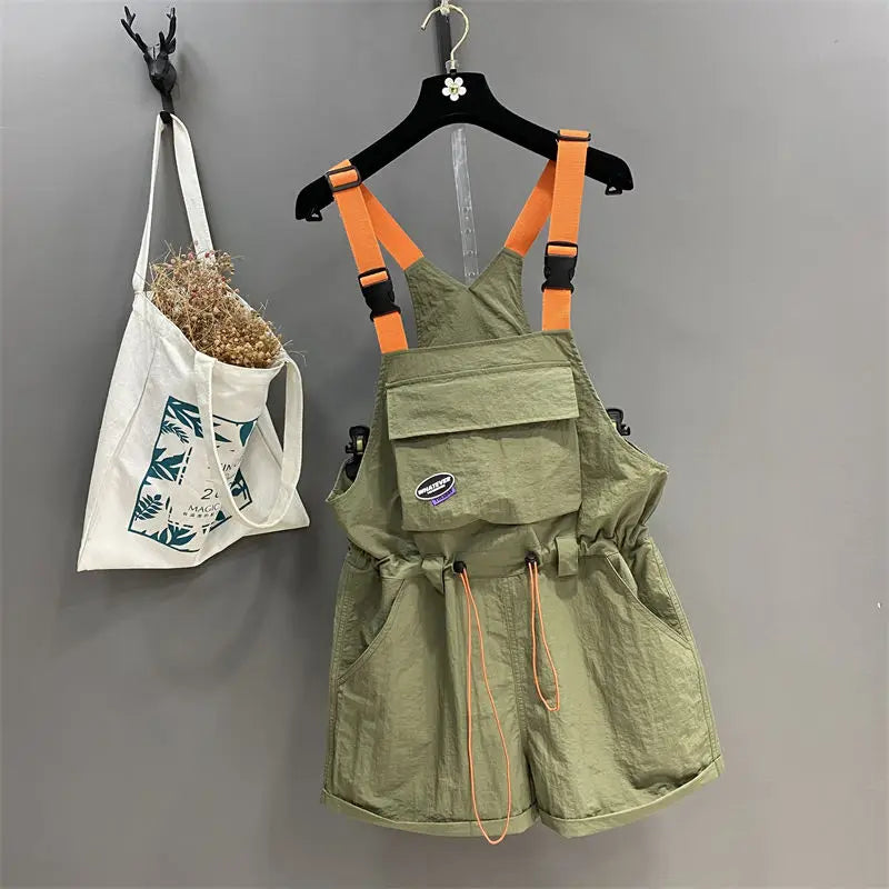 Casual Vintage Patchwork Drawstring Shorts for Women