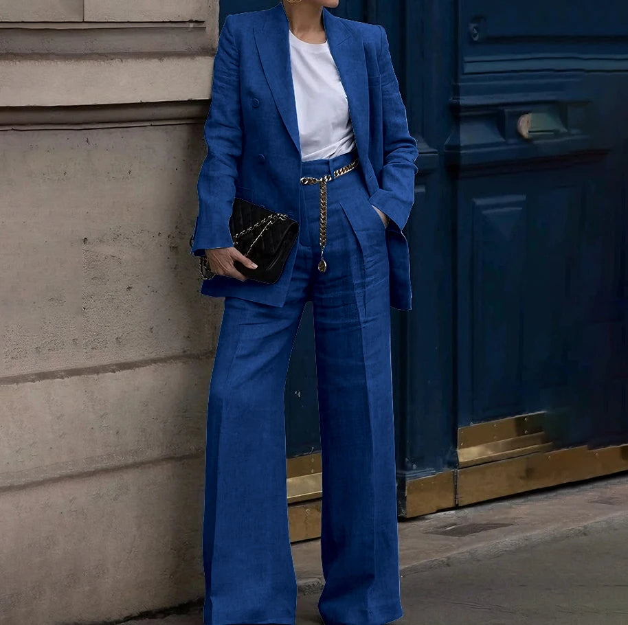 Double Breasted Classic Two Piece Suit Set for Women
