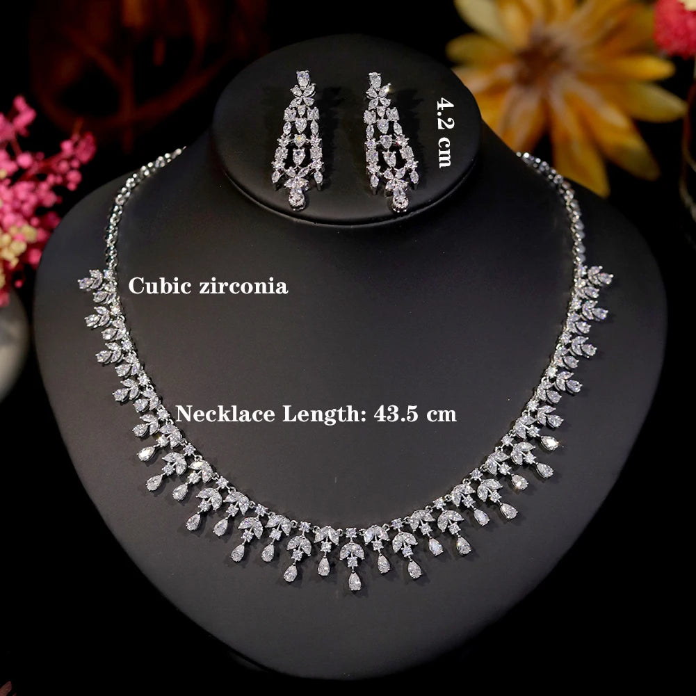 Elegant Water Drop Shape Crystal Jewelry Set For Women