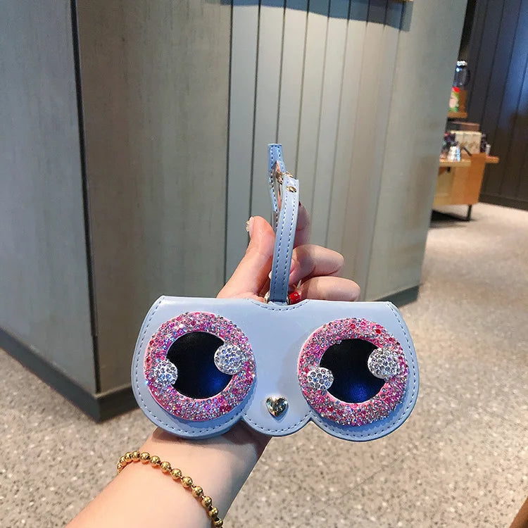 Diamonds cute glasses clip ins fashion sunglasses bag portable sunglasses case protective cover bag bag hanging jewelry