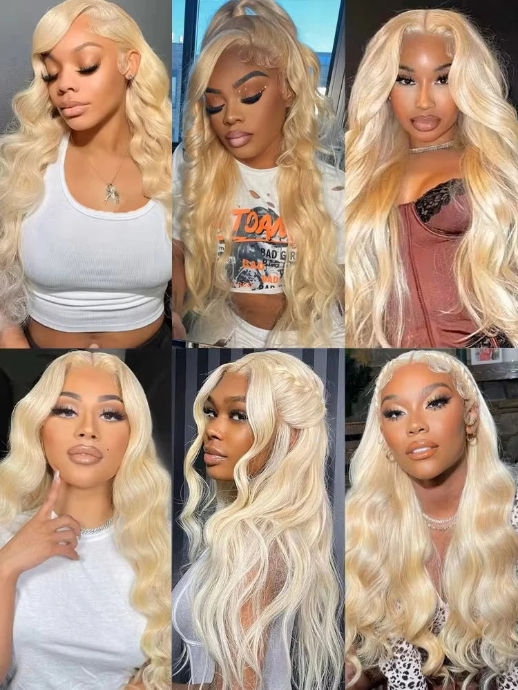 42 Inch Blonde Body Wave Human Hair Lace Front Wig For Women