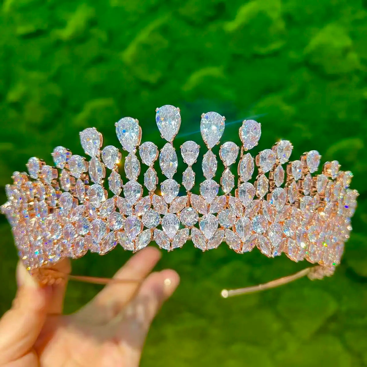Elegant Full Crystal Bridal Wedding Crown for Women