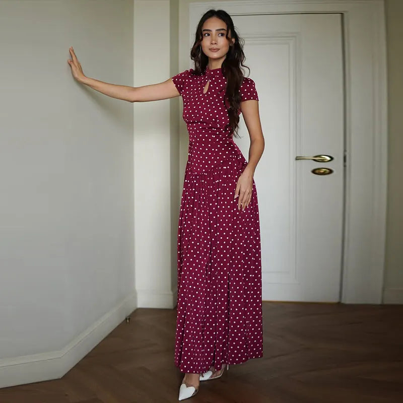 Elegant Hollow Out Lace Up Ankle Length Dress for Women