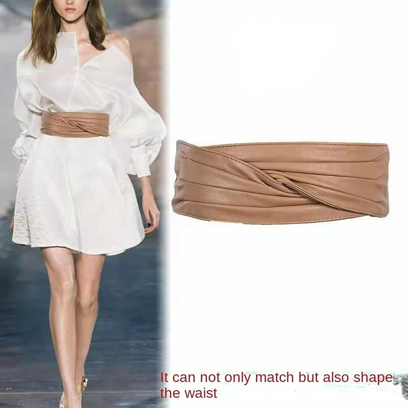Decorative Wide Leather Waist Cinch Belt for Women